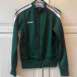 ASICS women’s Dark Green and White Track Jacket - size XS